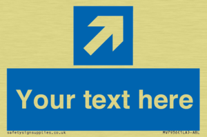 Custom Mandatory directional sign, blue arrow up and right